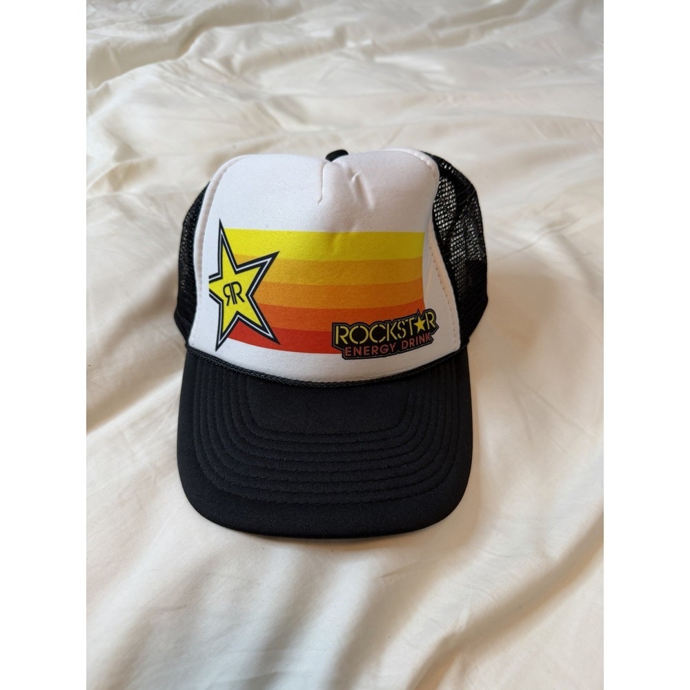 Vintage Retro Rockstar Energy Drink Trucker Mesh Snapback Nissun Hat